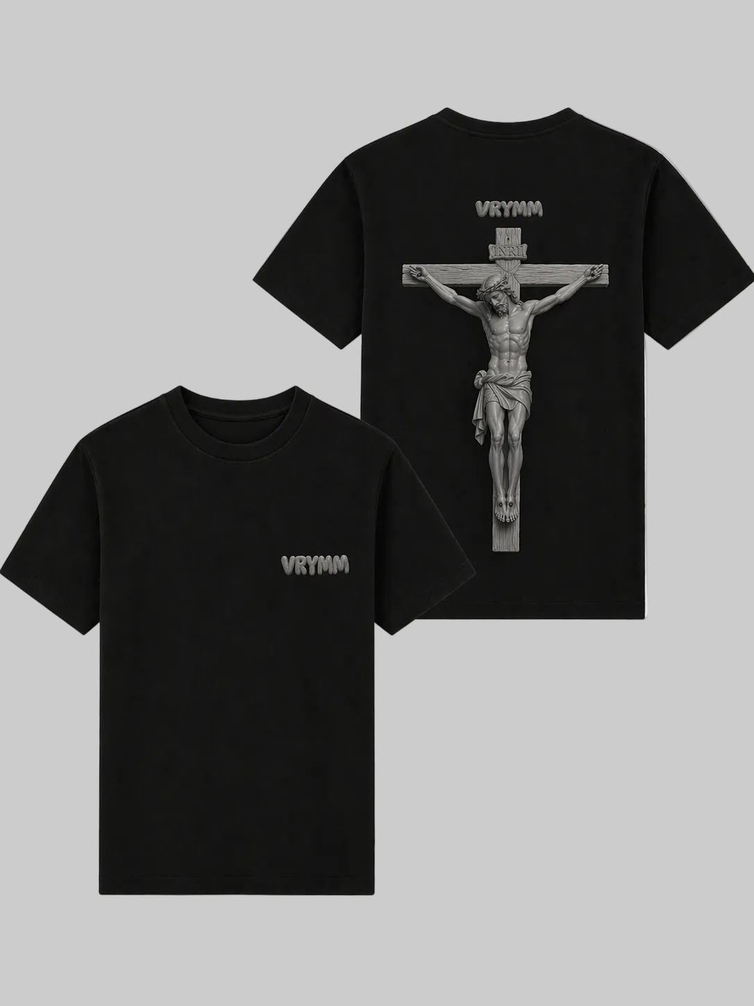 Black and grey Jesus tee shirt